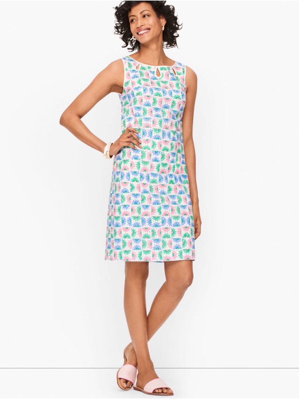 Talbots Daisy Keyhole Shift Dress Eyelet Size 14
